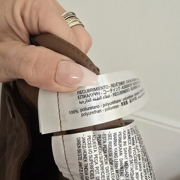 Zara brown faux leather high waist slim pants size S - Picture 8 of 9